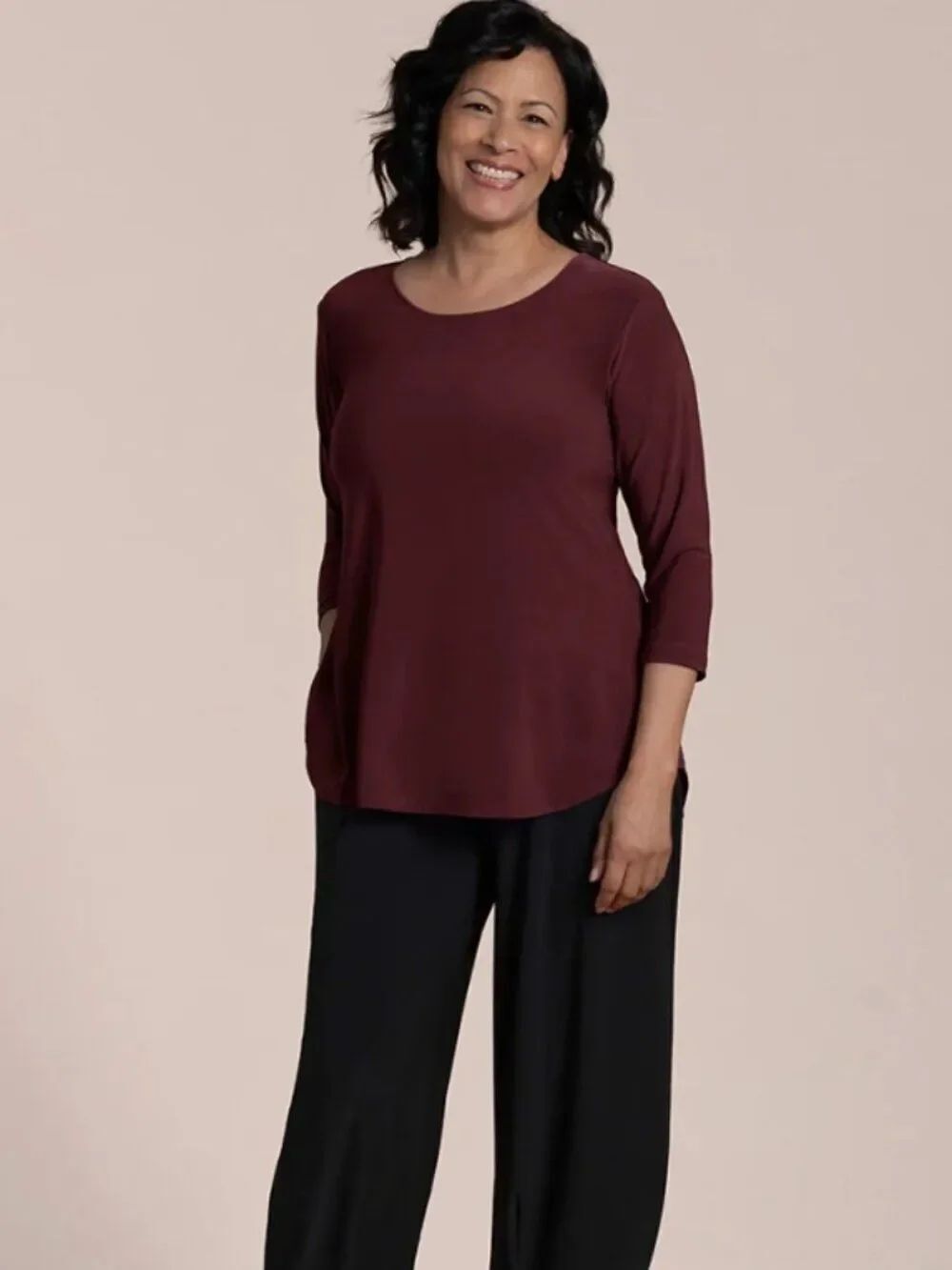 Like New! SYMPLI Go To Classic T Relax, 3/4 Sleeves Deep Plum Size 12